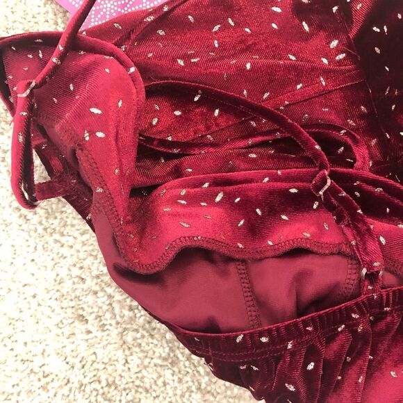 NWT SPEECHLESS Wine Red Sparkly Spaghetti Strap Jumpsuit Size Medium - Picture 9 of 14